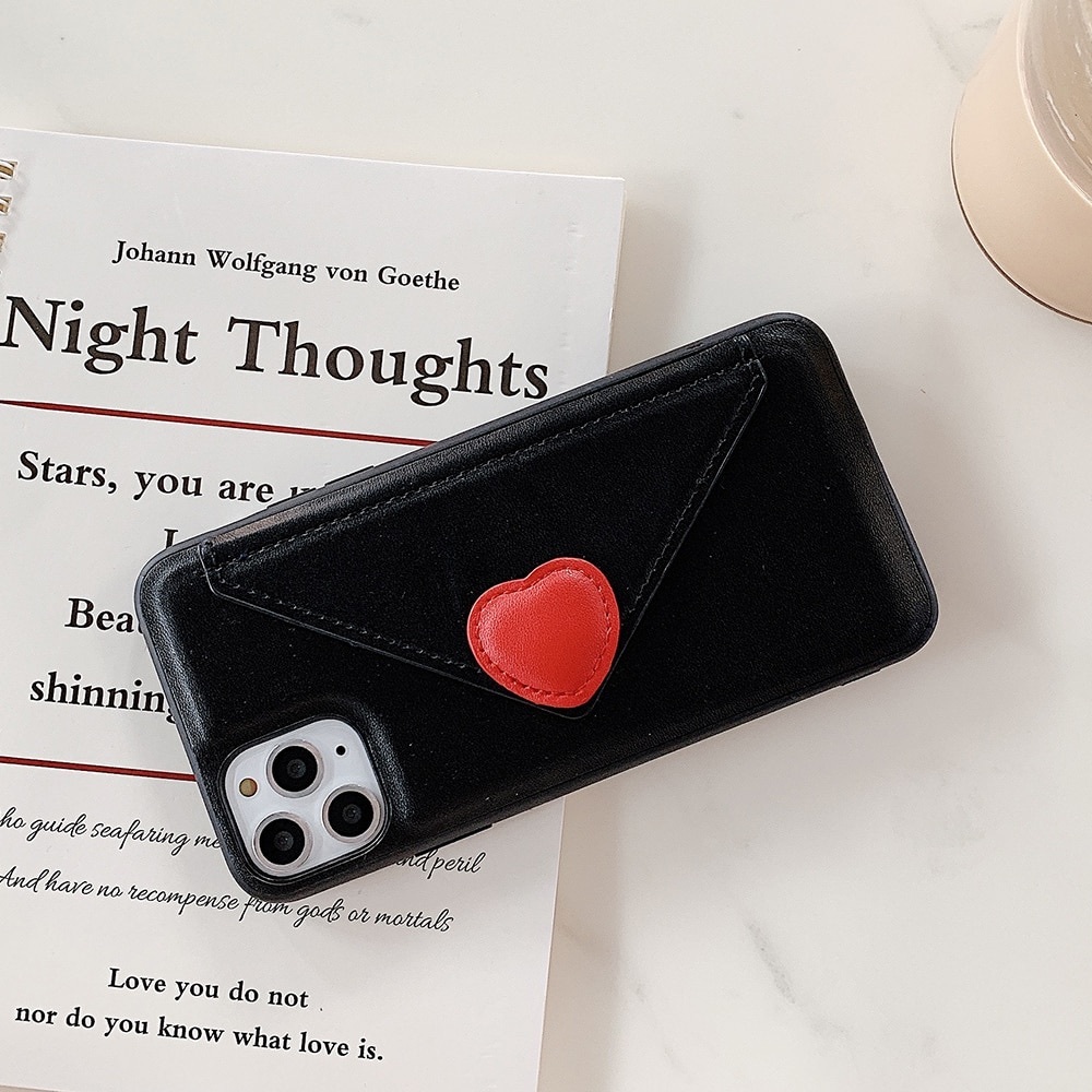 Heart Leather Envelop Wallet Iphone Case